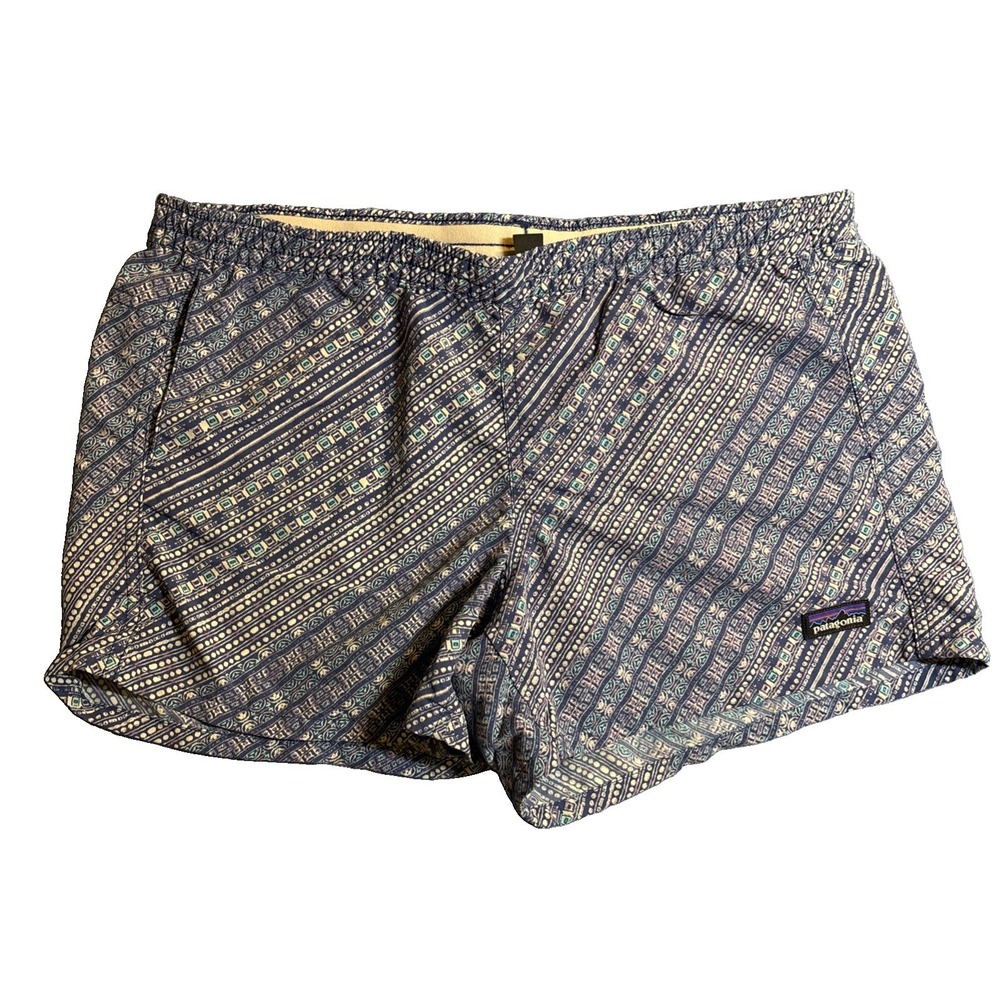 Patagonia Baggies Shorts Girl's Blue Purple Geometric Excellent XXL 16-18
